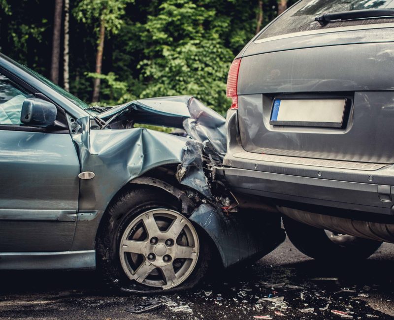 Image of a auto accident involving two cars.